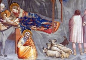 Giotto di Bondone, "De Geboorte van Jezus" [Scrovegni Kapel, Padua], 1303 (foto: Publiek Domein)