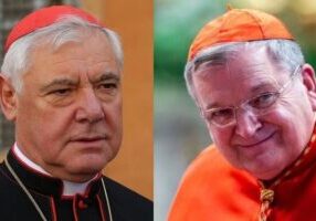 De Duitse kardinaal Gerhard Müller (links) en de Amerikaanse kardinaal Raymond Burke. (foto: Credit: Daniel Ibañez/CNA / EWTN)