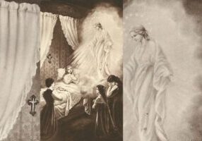 Onze Lieve Vrouwe van de Glimlach verschijnt aan de 'Kleine Bloem'. (foto: Office de Lisieux (1940) / Publiek domein, via Wikimedia Commons)