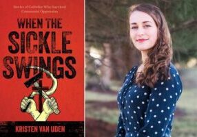 Kristen Van Uden met de cover van haar boek 'When the Sickle Swings' (foto: Kristen Van Uden / Sophia Institute Press)